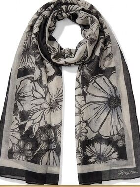 Brighton Black and White Floral Silk Scarf - New condition